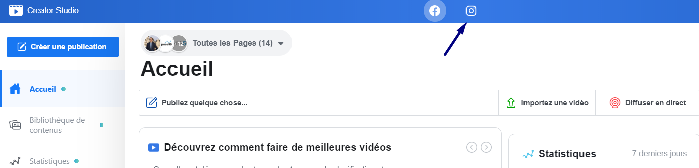 facebook creator studio publier instagram